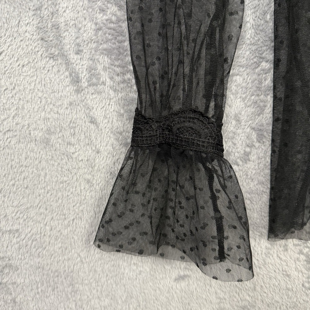Women's Sheer Top L Witchy Whimsigoth‎ Edwardian Gothic Lace Grunge Fairy Emo - Picture 3 of 9